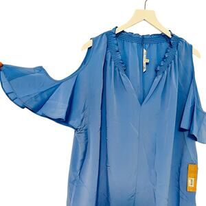 Rachel Roy Blue Cold Shoulder Shirt Top Size 2X NWT